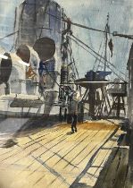 Rosemary Rutherford (British, 1912-1972), Troopship in the Mediterranean, 1944, watercolour on