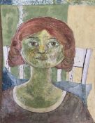 South African School, 20th century, abstact portrait of a lady, oil on board, unsigned, unframed.