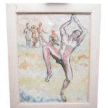 Ronald Mavor, British 20th Century ‘Dance on the Beach, 87.’. Oil on board, signed, 27x21.5ins
