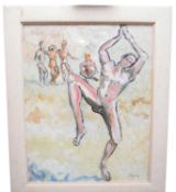 Ronald Mavor, British 20th Century ‘Dance on the Beach, 87.’. Oil on board, signed, 27x21.5ins