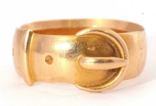 Antique 18ct gold buckle ring, plain polished design, hallmarked for Chester 1893, 5.9gms, size L-M