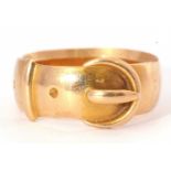 Antique 18ct gold buckle ring, plain polished design, hallmarked for Chester 1893, 5.9gms, size L-M