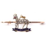 Queen's Royal West Surrey Regimental sweetheart brooch, the paschal lamb set with fourteen small old