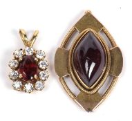 Mixed lot to include a 9ct gold garnet and cubic zirconia small pendant together with a yellow metal