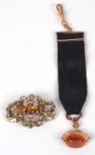 Mixed lot to include Victorian citrine set brooch in a gilt metal scroll mount (a/f) together with