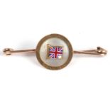 Vintage enamel Union Jack flag brooch, the mother of pearl disc applied with a translucent enamel