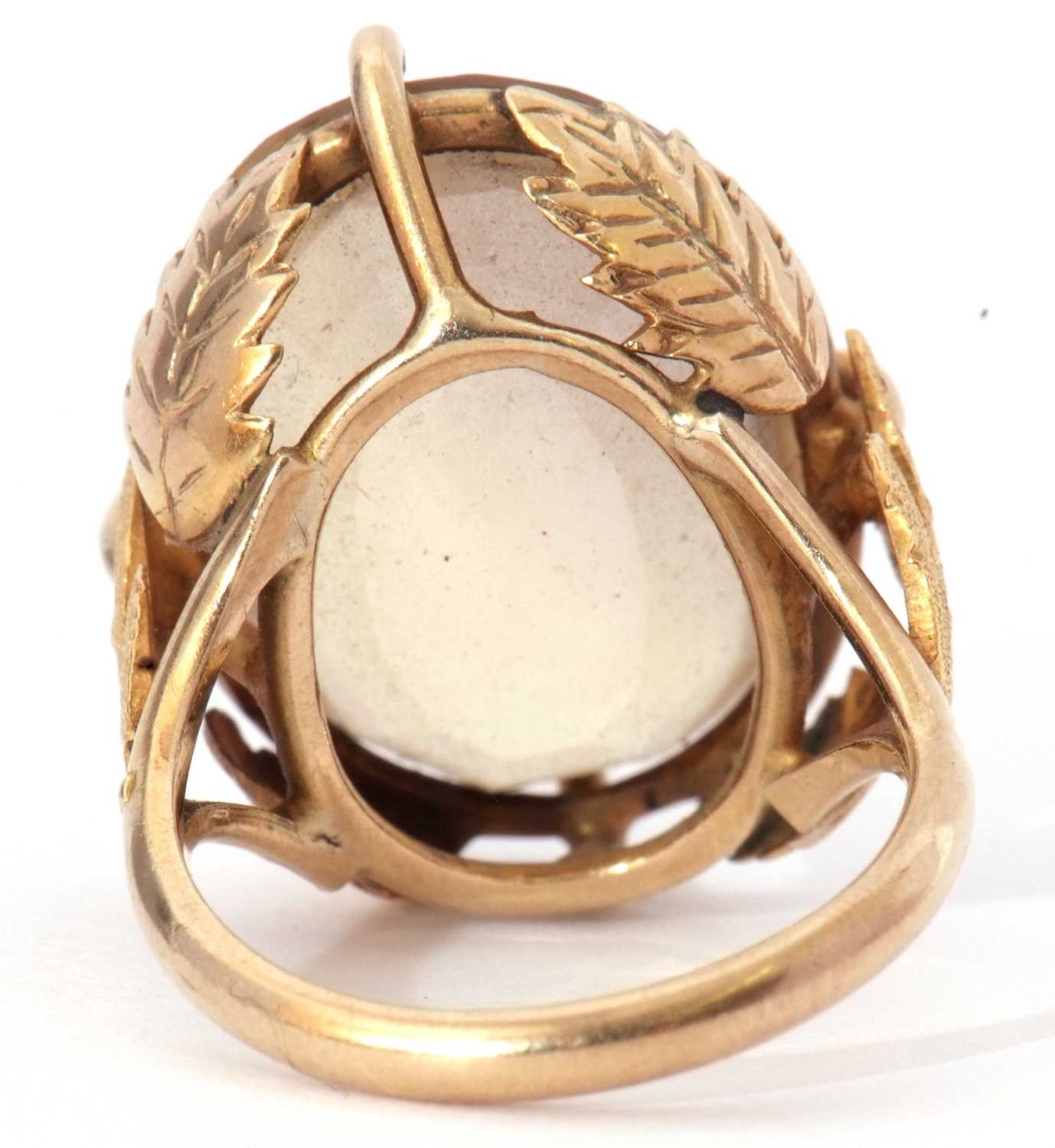 Large lemon citrine dress ring, the oval faceted citrine in cardinal set and raised between chased - Image 3 of 7