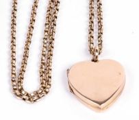 9ct gold heart shaped hinged locket, a plain polished design and hallmarked for Birmingham 1906,