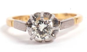Diamond single stone ring, a round brilliant cut diamond 0.3ct app, multi claw set and raised