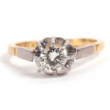 Diamond single stone ring, a round brilliant cut diamond 0.3ct app, multi claw set and raised