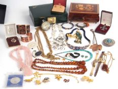 Large box of costume jewellery to include mainly modern brooches, necklaces, earrings etc