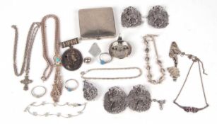Mixed Lot: A 925 stamped small 'Bean' link bracelet, a 925 necklace highlighted with a small