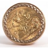 Elizabeth II gold sovereign dated 1963 framed in a 9ct gold ring mount, g/w 13.8gms, size R