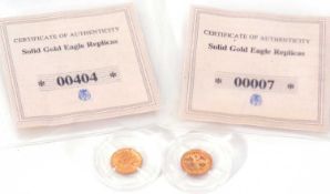 Two USA gold Eagle replicas