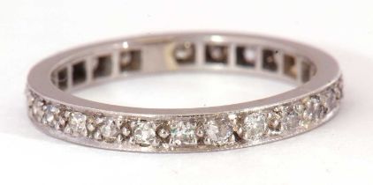 Precious metal and diamond full eternity ring set throughout with small single cut diamonds, size L
