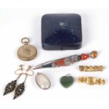 Mixed Lot: Scottish dirk brooch agate set and highlighted with citrines (one missing) 9cm long, a