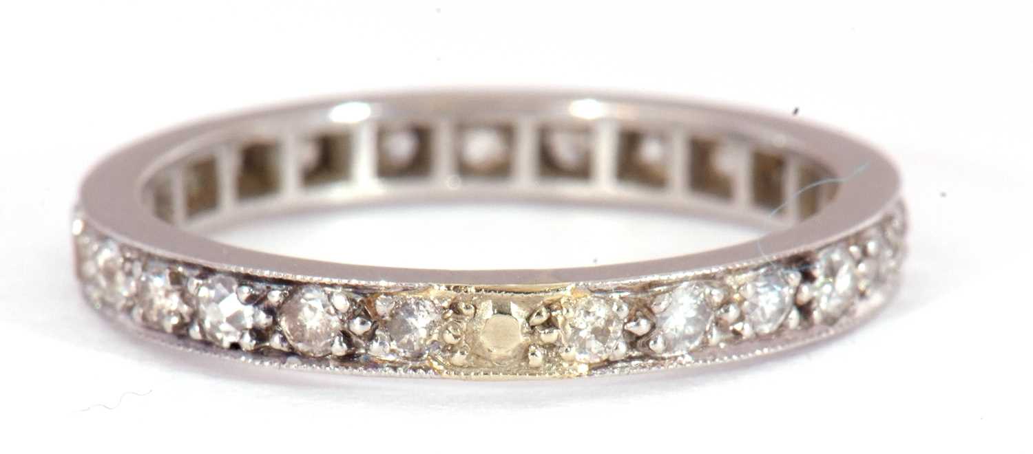 Precious metal and diamond full eternity ring set throughout with small single cut diamonds, size L - Image 2 of 3