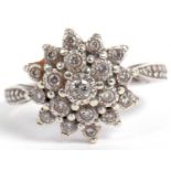 9ct white gold and paste set cluster ring, size J