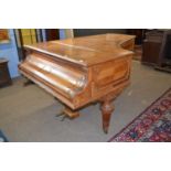Large 19th Century Erard grand piano set in a mahogany veneered case with reeded and carved detail