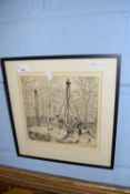 Vera K Wheeler, signed etching 'The Giants Stride'