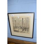 Vera K Wheeler, signed etching 'The Giants Stride'