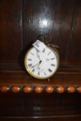 Small 19th Century brass 'drum' case mantel clock