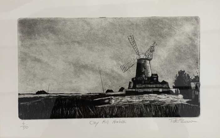 Peter Michael Beeson (British, contemporary),Cley Mill Norfolk, etching, limited edition,