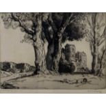 David and William Strang RA (British 19th /early 20th century), "Ruined Castle", etching,