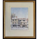 Andrew Freebrey (British, 20th century), 'Tombland, Norwich', watercolour, signed,13x10ins, mounted,