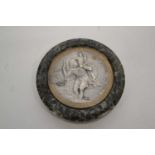 Onyx medallion of St Christopher signed JG in round onyx case