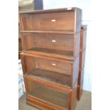 Globe Wernicke four section stacking bookcase requiring some repair, 86 cm wide