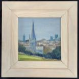 Christopher Hollick (British, contemporary), "Norwich cathedral", oil on board, signed, approx