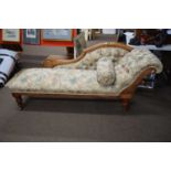 Late Victorian floral upholstered chaise longue, 180 cm long