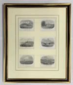 British,19th century, six windowed engravings: Sheringham Hall; Felbrigg Hall; Cromer; Cromer