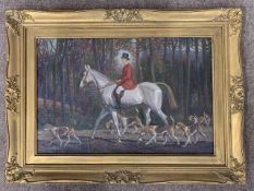 Geoffrey E. Mortimer (British, 20th century) fox hunting scene with King Edward VIII on horseback,