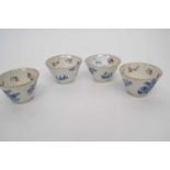 Group of four late 18th Century Chinese porcelain tea bowls of fluted shape, the exterior with
