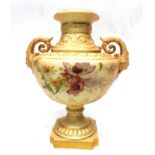 Fine early 20th century Royal Worcester vase, the blush ground finely painted with flowers, possibly