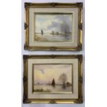 Arthur A. Park (British, 20th century), A pair of broadland scenes with Wherry, oil on board,