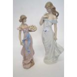 Pair of Lladro figures modelled as girls with flowers