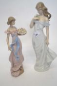 Pair of Lladro figures modelled as girls with flowers