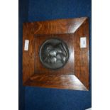 Bronze medallion of Napoleon Marie Louise, stamped Andrieu Fecit in oak frame