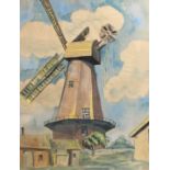 Horace Tuck (British, 20th century), "Horry's Windmill", mixed media, 23x17.5ins, framed and