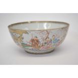 Large 18th Century Chinese punch bowl decorated with polychrome designs of Chinese figures in