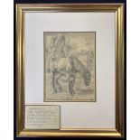 Charles Tunnicliffe RA (British, 20th century) 'Old Bones', cart horse, pencil sketch study,