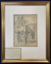 Charles Tunnicliffe RA (British, 20th century) 'Old Bones', cart horse, pencil sketch study,