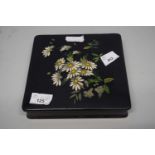Black laquer box with painted floral design