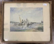 A.R. McLaren (British, 20th century) 'The Wreck of the Blythe', watercolour, signed, 11x15ins,