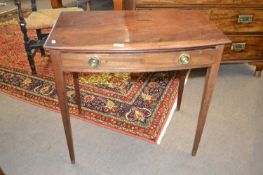 Georgian mahogany bow front single drawer side table, 76 cm wide