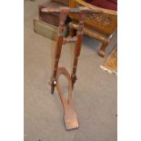 Victorian hardwood folding boot jack with turned decoration