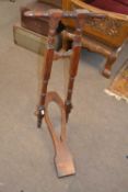 Victorian hardwood folding boot jack with turned decoration